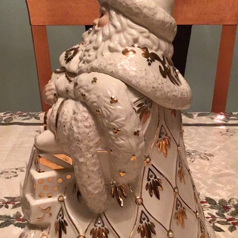 LENOX FLORENTINE AND PEARL SANTA COOKIE JAR A VERY RARE FIND - Picture 5 of 9